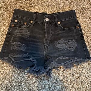Super cute, black ripped jean shorts! Worn a few times